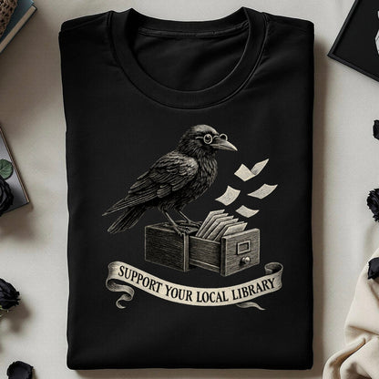 Support Your Local Library Raven Graphic Shirt product