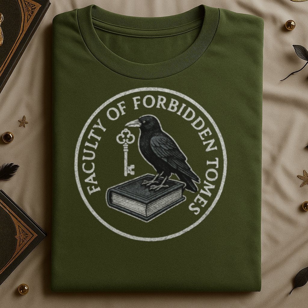 Faculty of Forbidden Tomes Raven Print T-shirt product type