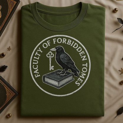 Faculty of Forbidden Tomes Raven Print T-shirt product type