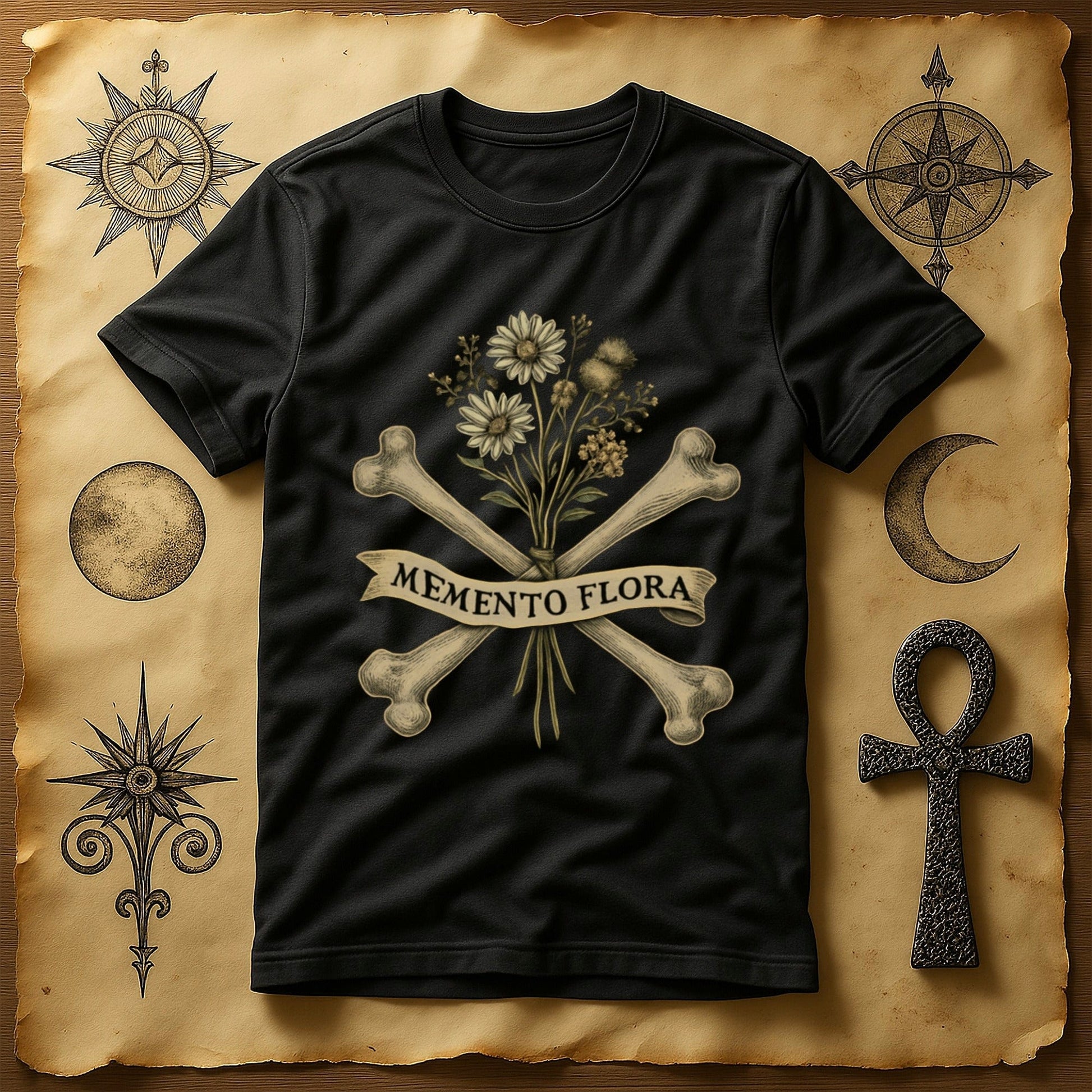 Memento Flora Skull and Flowers Design T-Shirt product