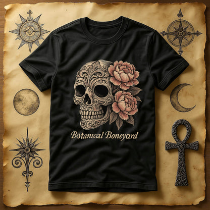 Botanical Boneyard Skull Design T-Shirt product