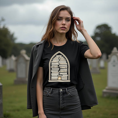 Fashionable T-shirt with Stylish Book Arch Design product type