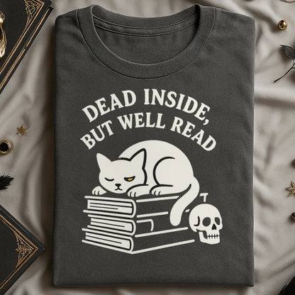 Dead Inside But Well Read Cat Graphic Shirt product