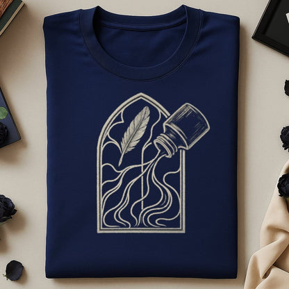 Artistic Feather and Ink Bottle Design Shirt product