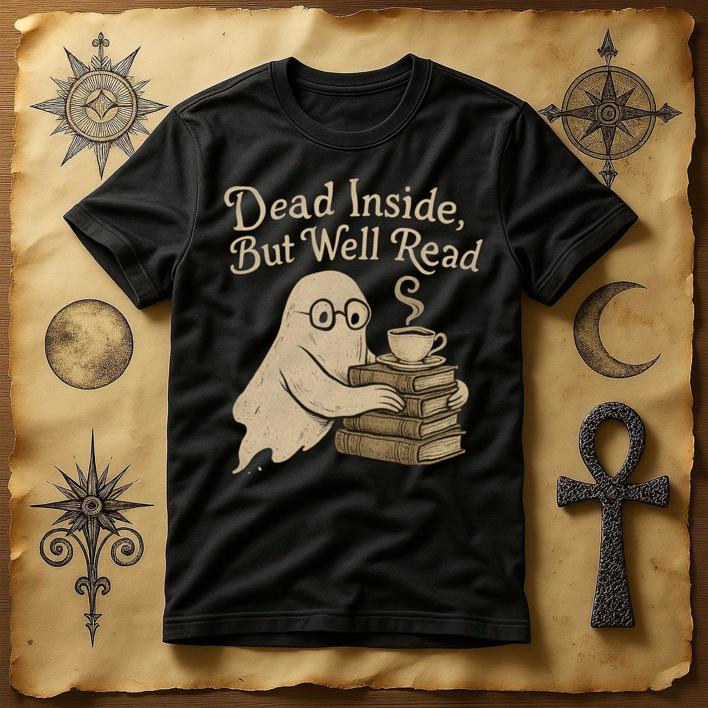Dead Inside But Well Read Ghost Funny T-Shirt product
