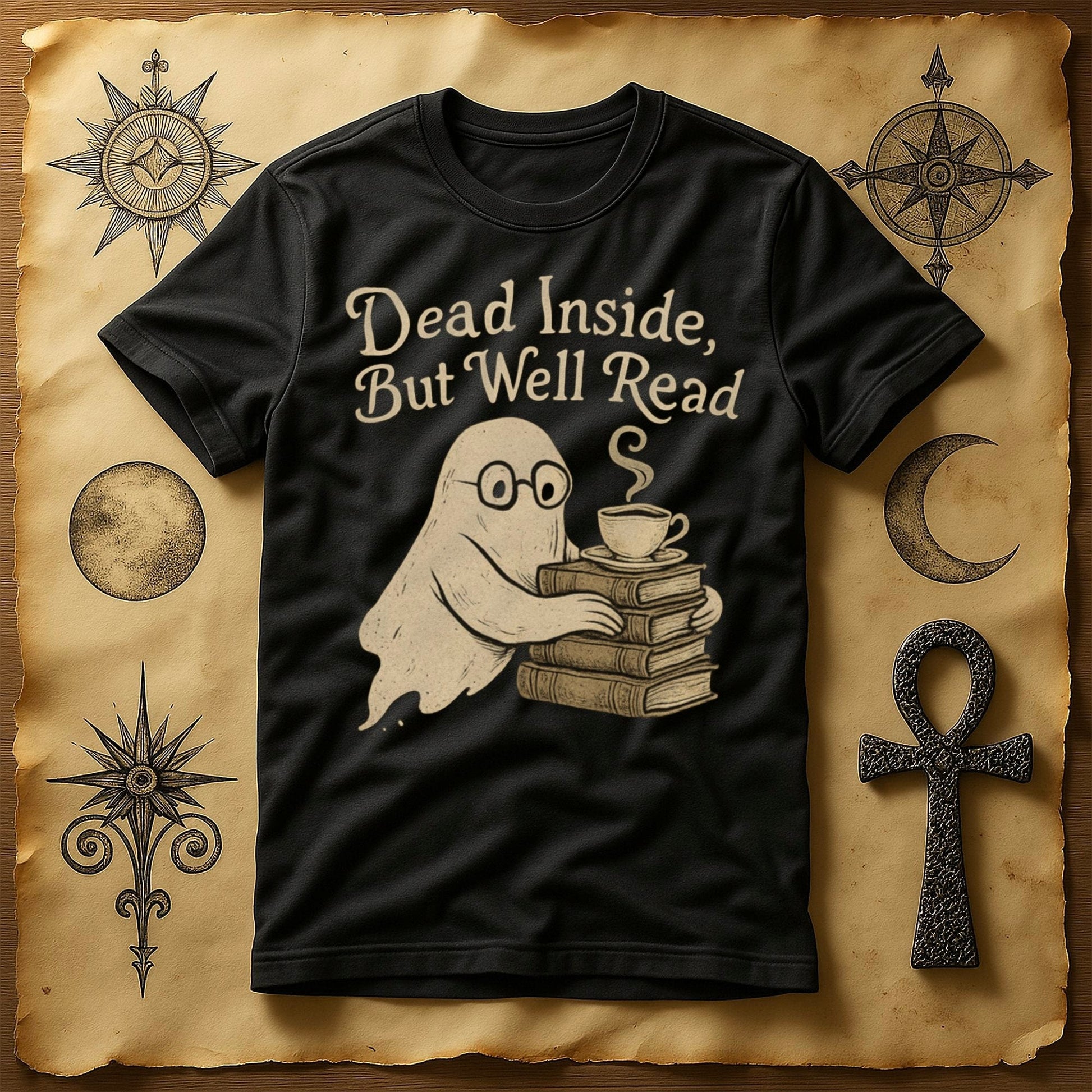 Dead Inside But Well Read Ghost Funny T-Shirt product