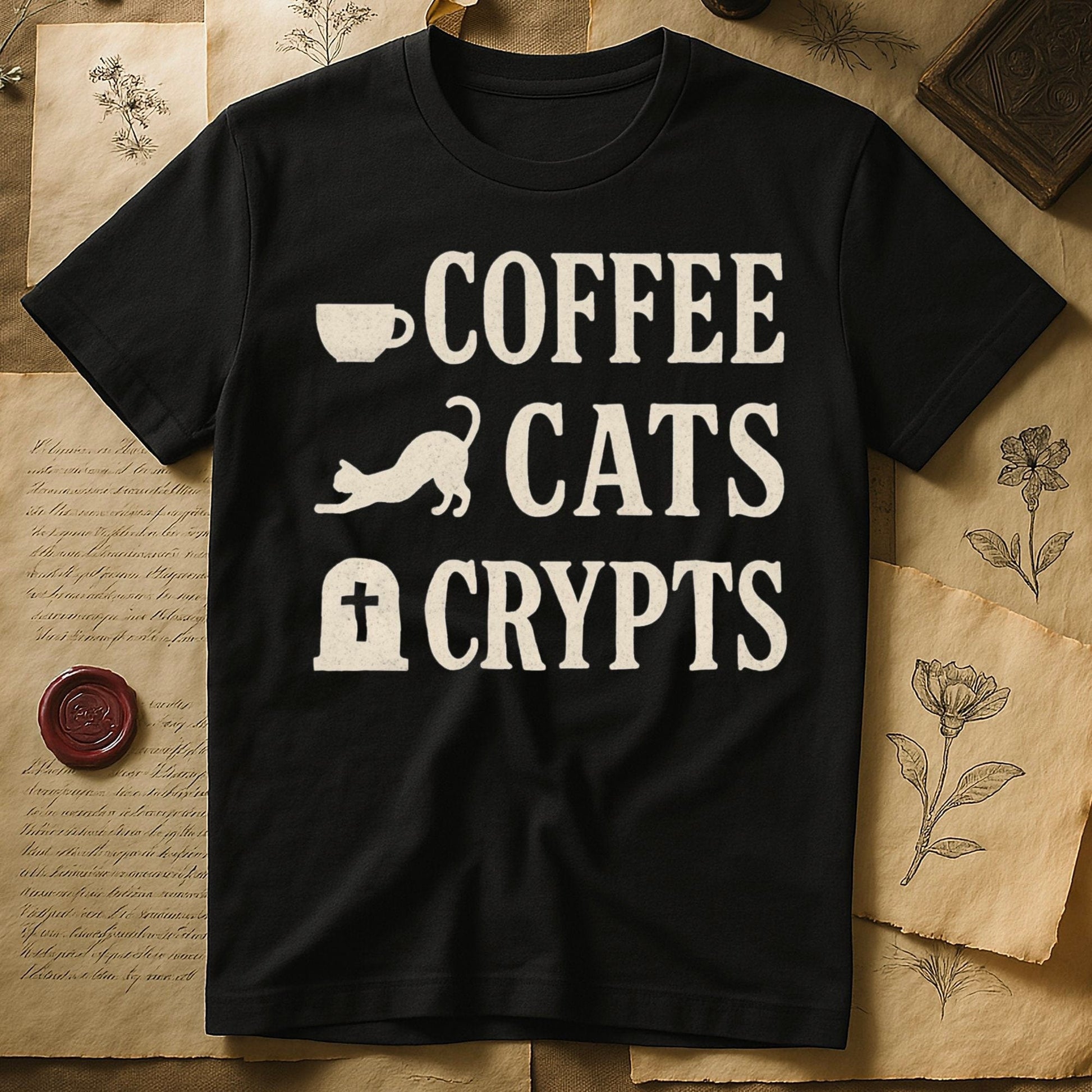 Coffee Cats Crypts Printed T-Shirt product