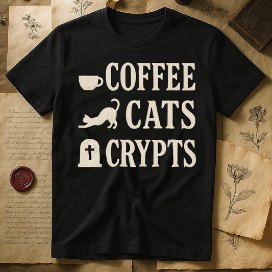 Coffee Cats Crypts Printed T-Shirt product