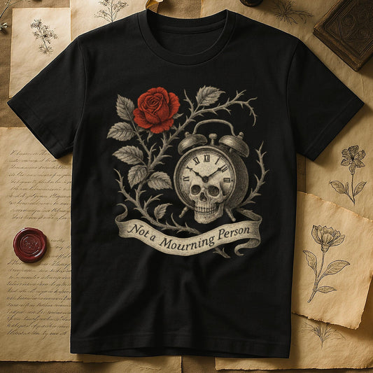 Not a Mourning Person Skull and Rose T-Shirt Product Type
