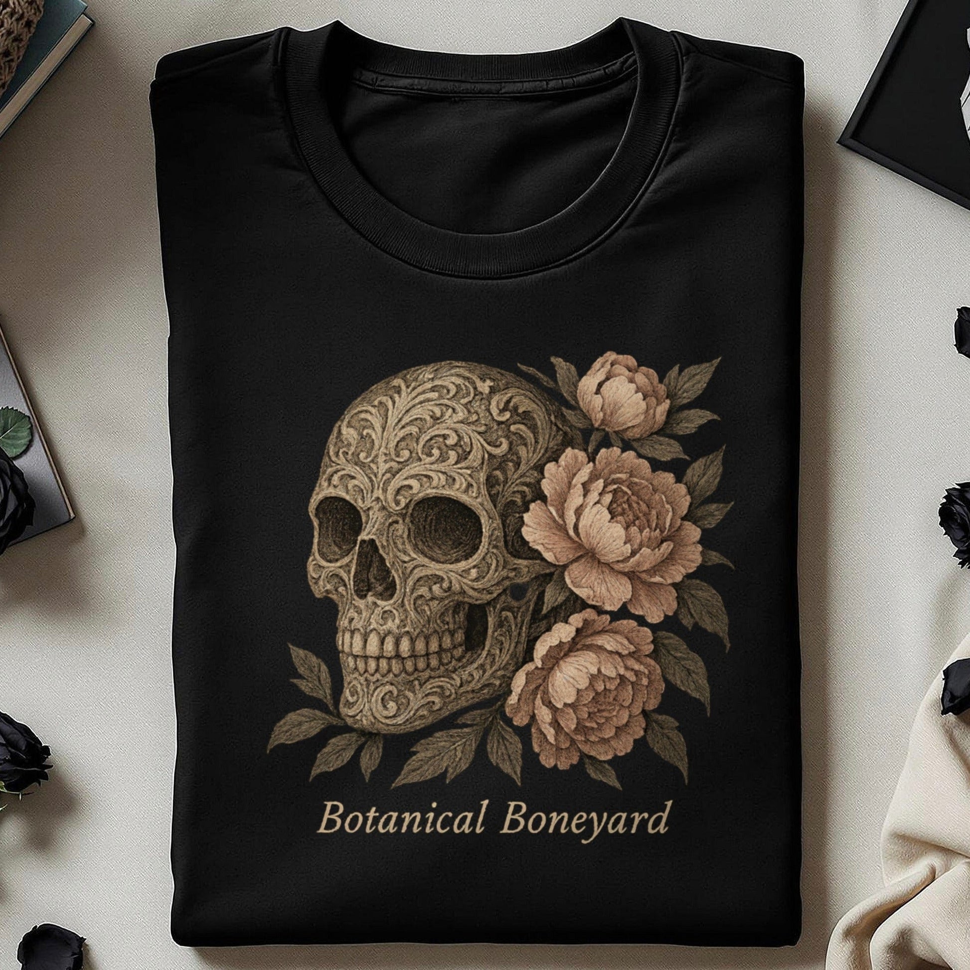 Botanical Boneyard Skull Design Graphic Tee product type