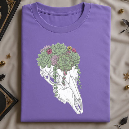 Skull With Floral Design On Purple Shirt product