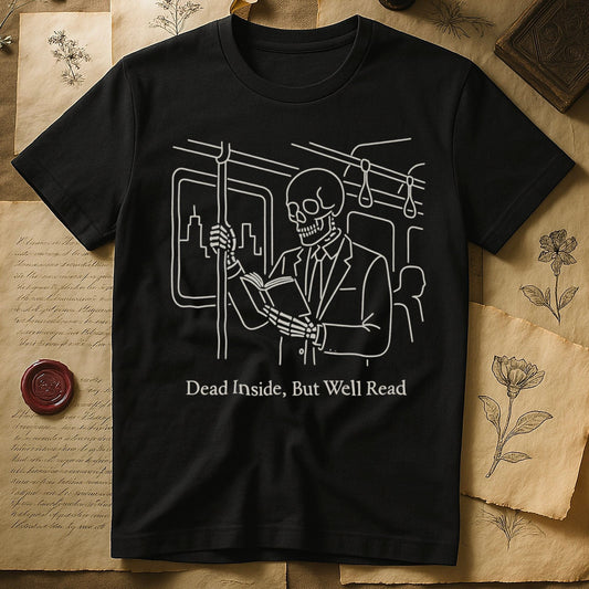 Dead Inside But Well Read Skull Design T-shirt product