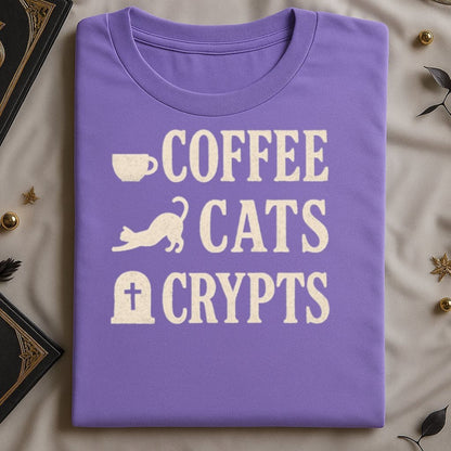 Coffee Cats Crypts Graphic Slogan Design T-Shirt product type