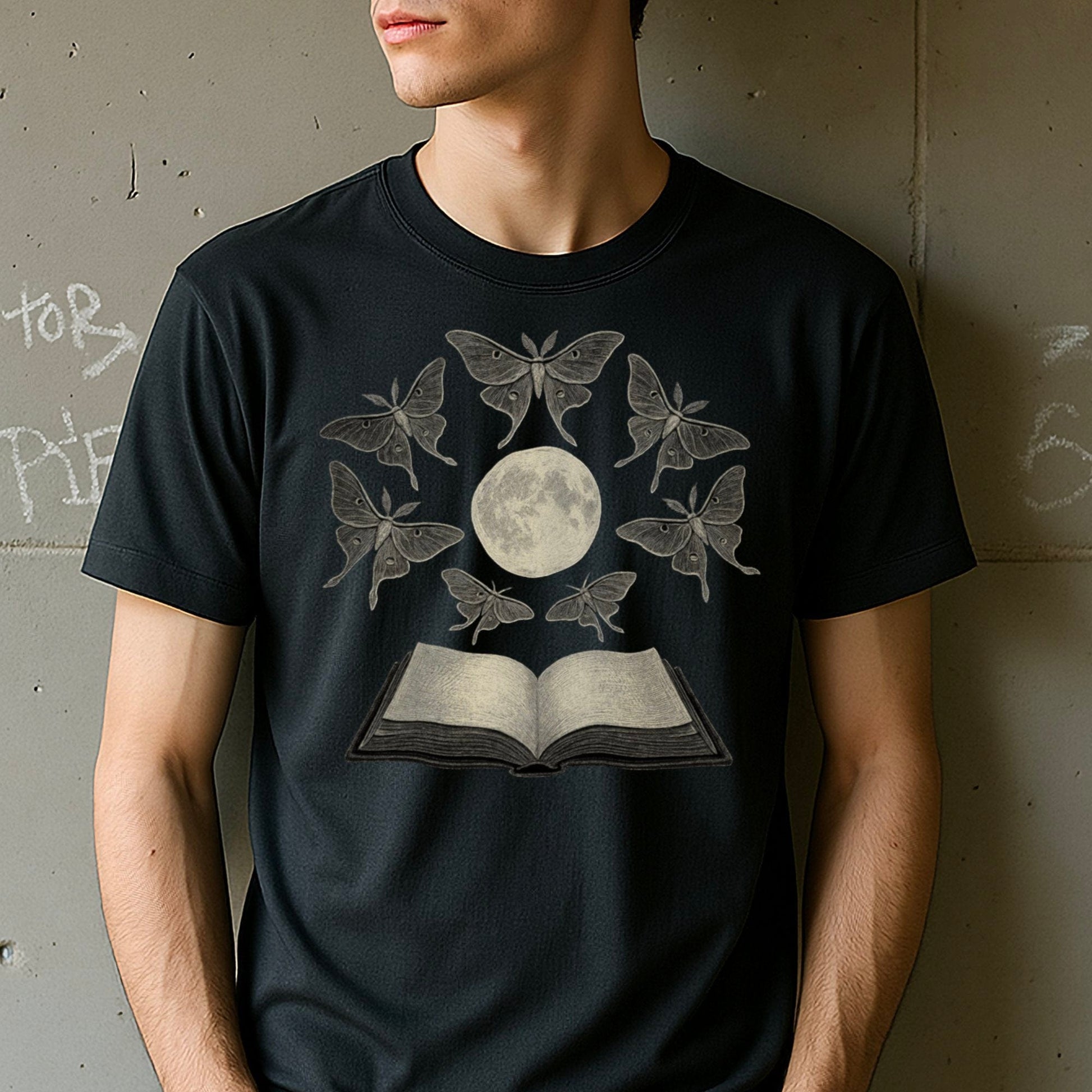 Moth Moon and Book Graphic Unisex T-Shirt product
