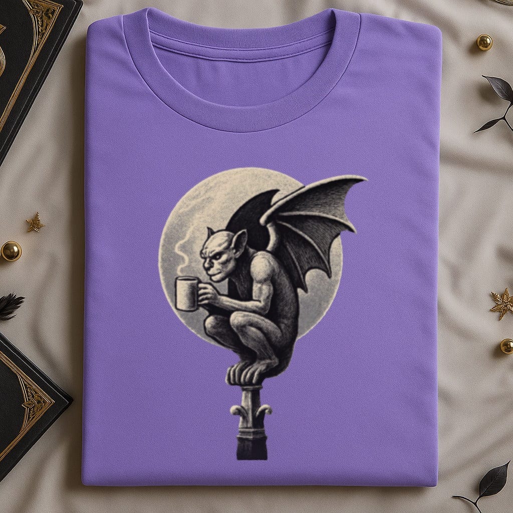 Gothic Gargoyle with Coffee Purple T-Shirt product