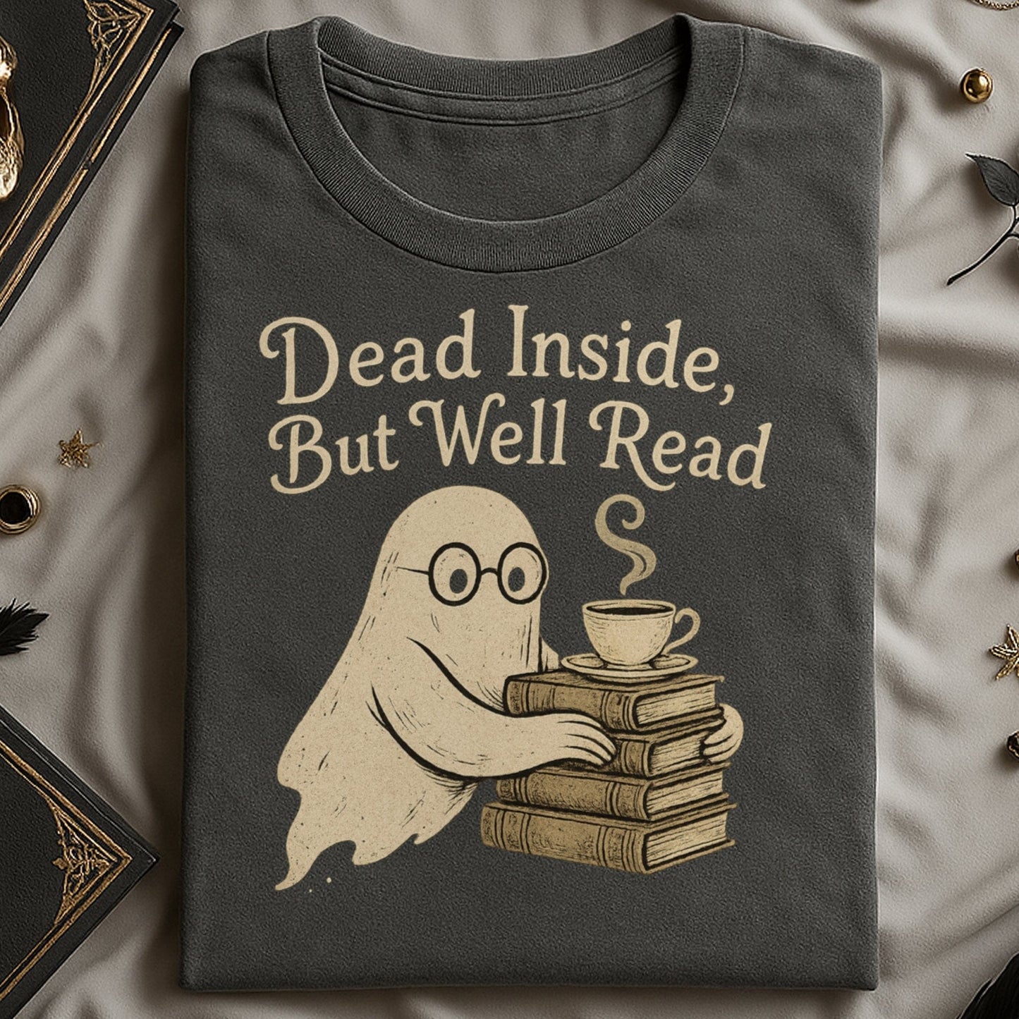 Dead Inside But Well Read Ghost Graphic Shirt Product