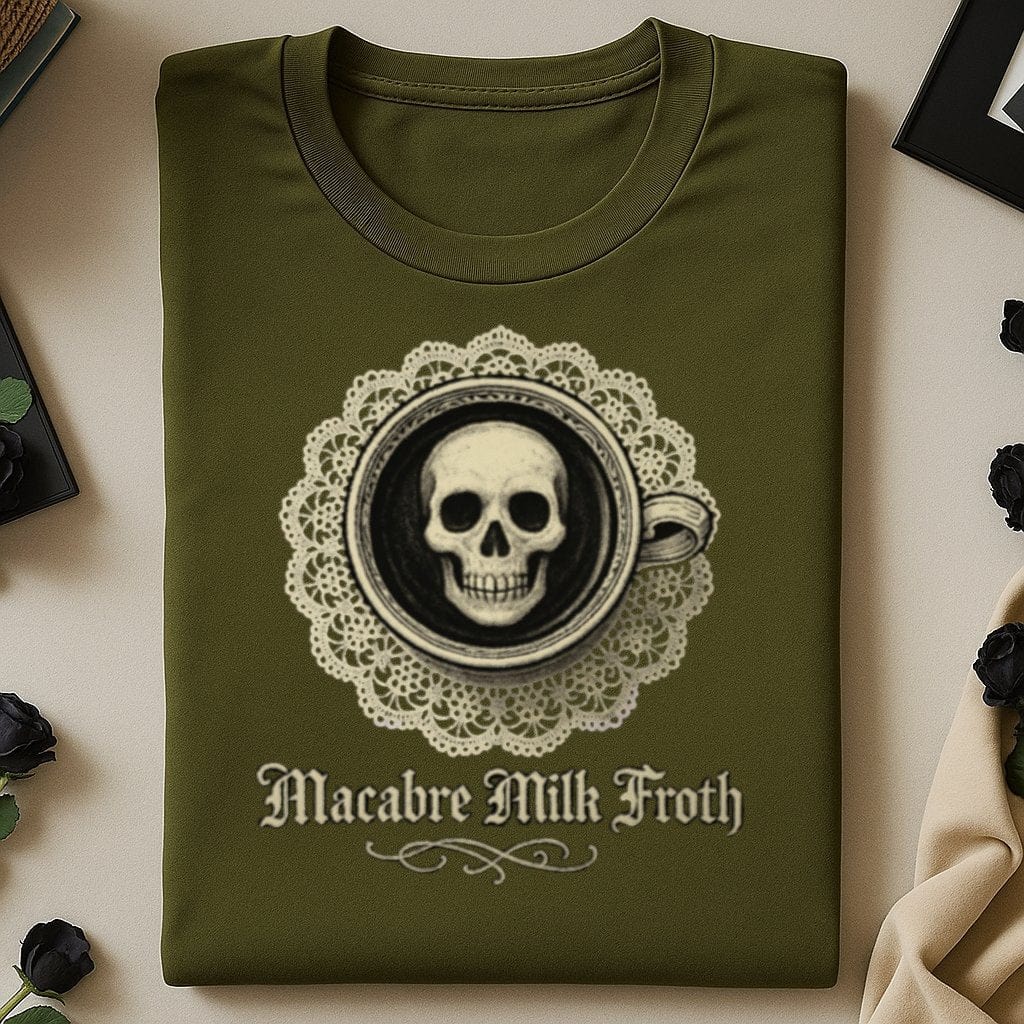 Macabre Milk Froth Skull Design Dark T-Shirt product