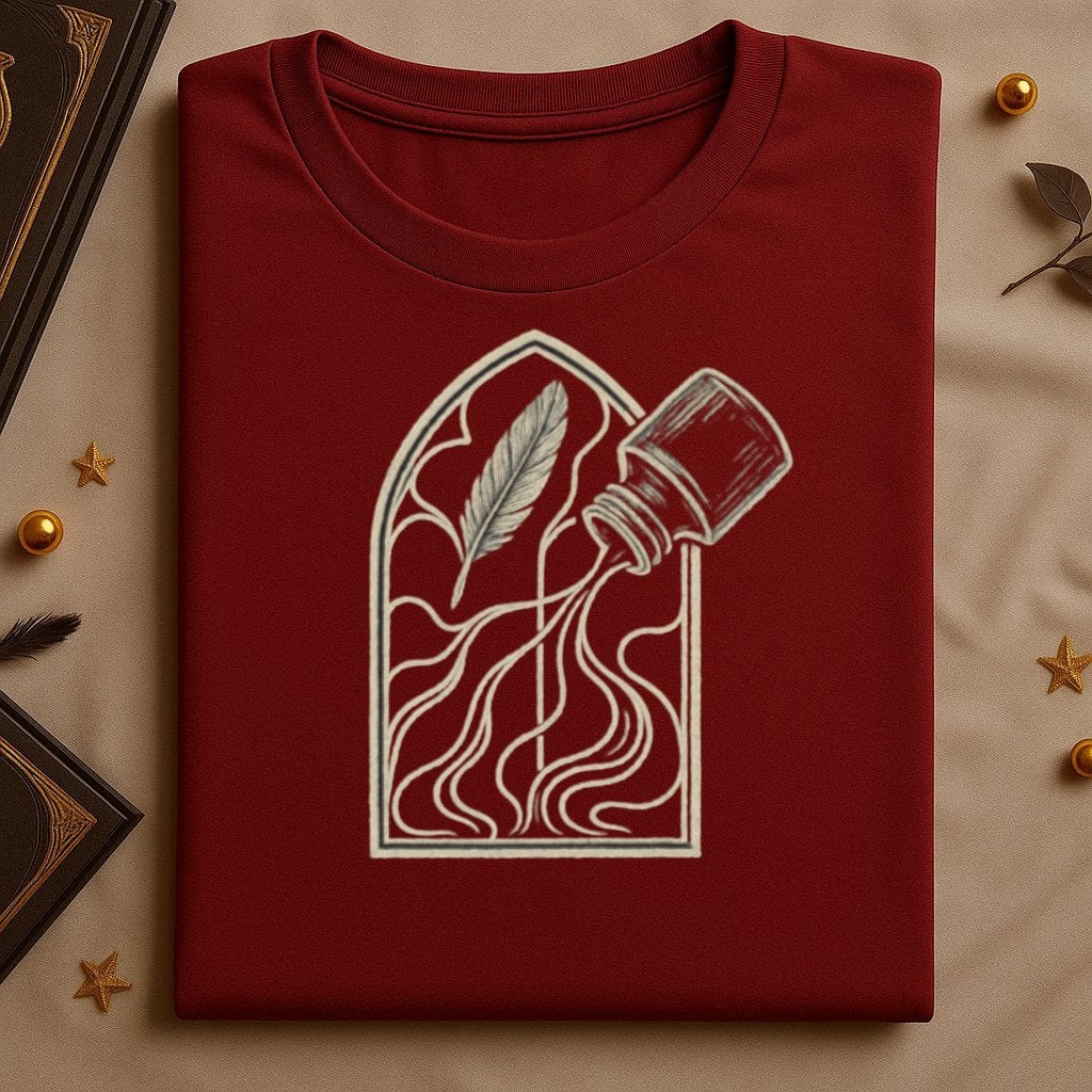 Quirky Feather and Ink Spill Graphic T-shirt product type