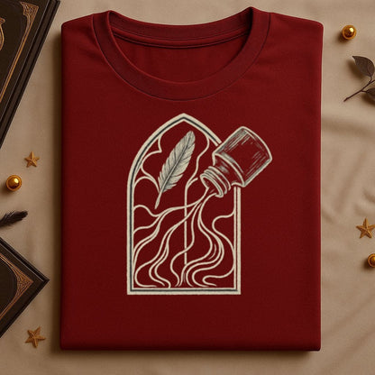 Quirky Feather and Ink Spill Graphic T-shirt product type