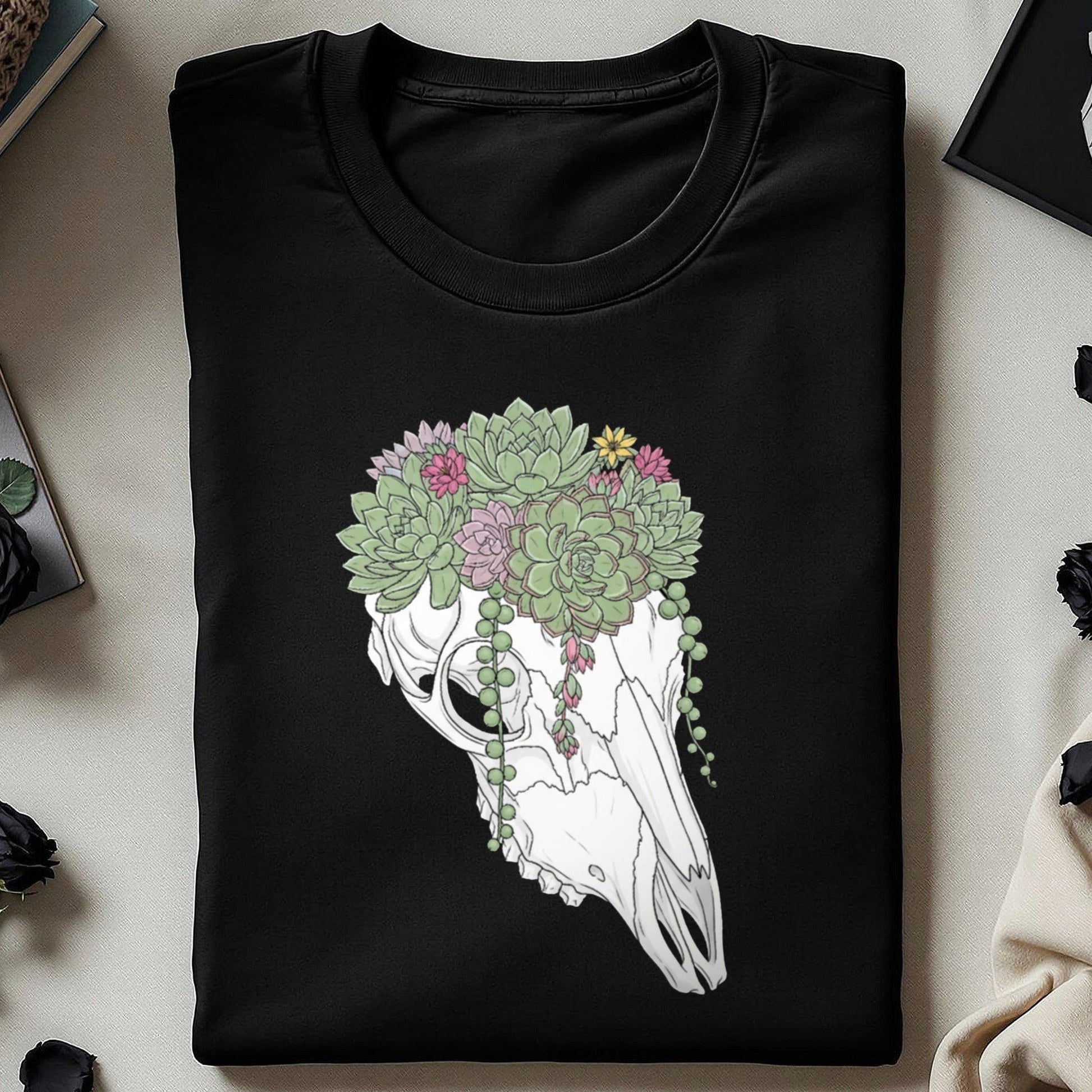 Floral Skull Graphic Unisex Crew Neck Tee Shirt product type