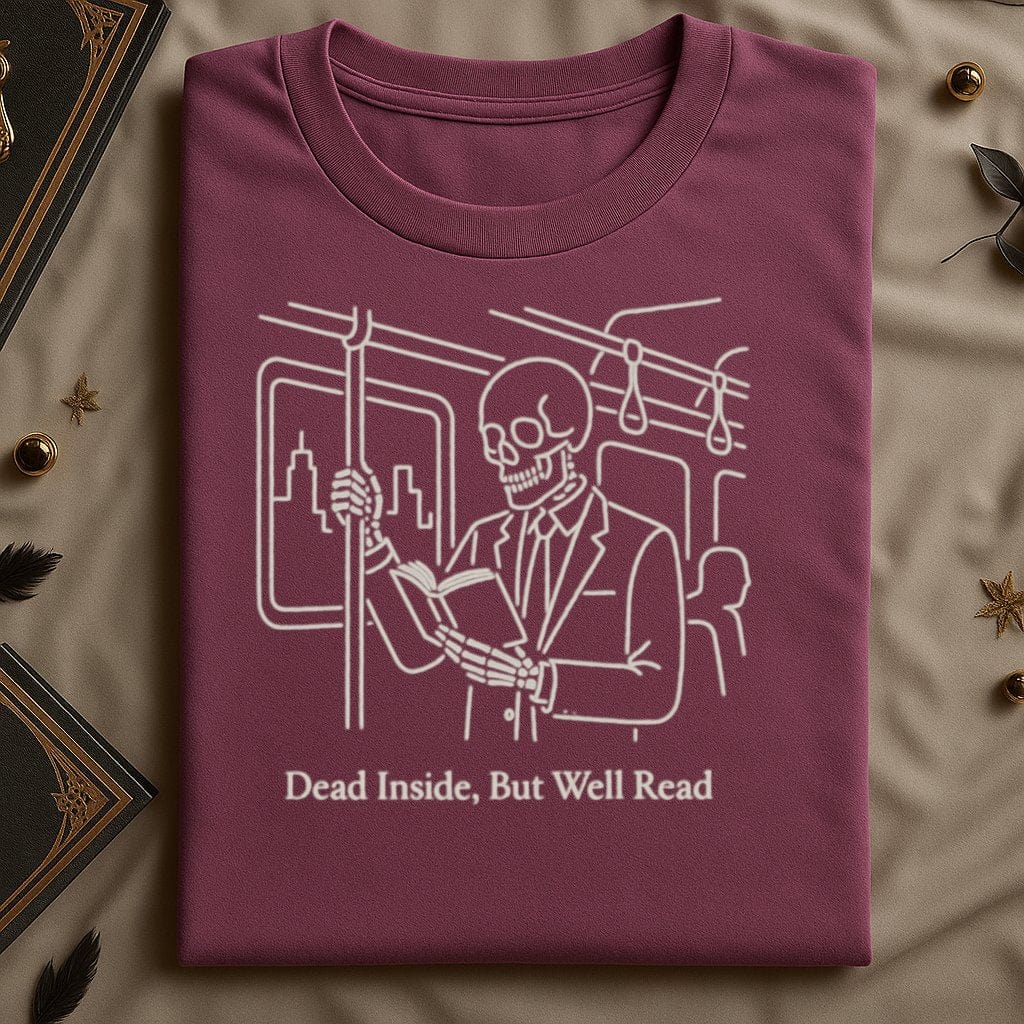 Dead Inside But Well Read Skeleton Design T-Shirt product