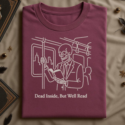 Dead Inside But Well Read Skeleton Design T-Shirt product