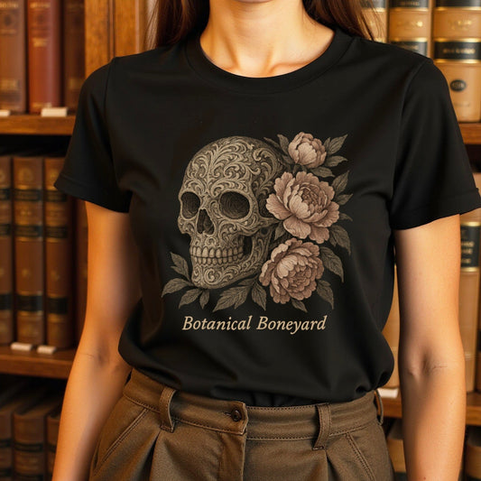 Botanical Boneyard Skull Rose Graphic Tee product