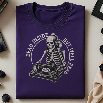 Dead Inside But Well Read Skeleton DJ T-Shirt product type