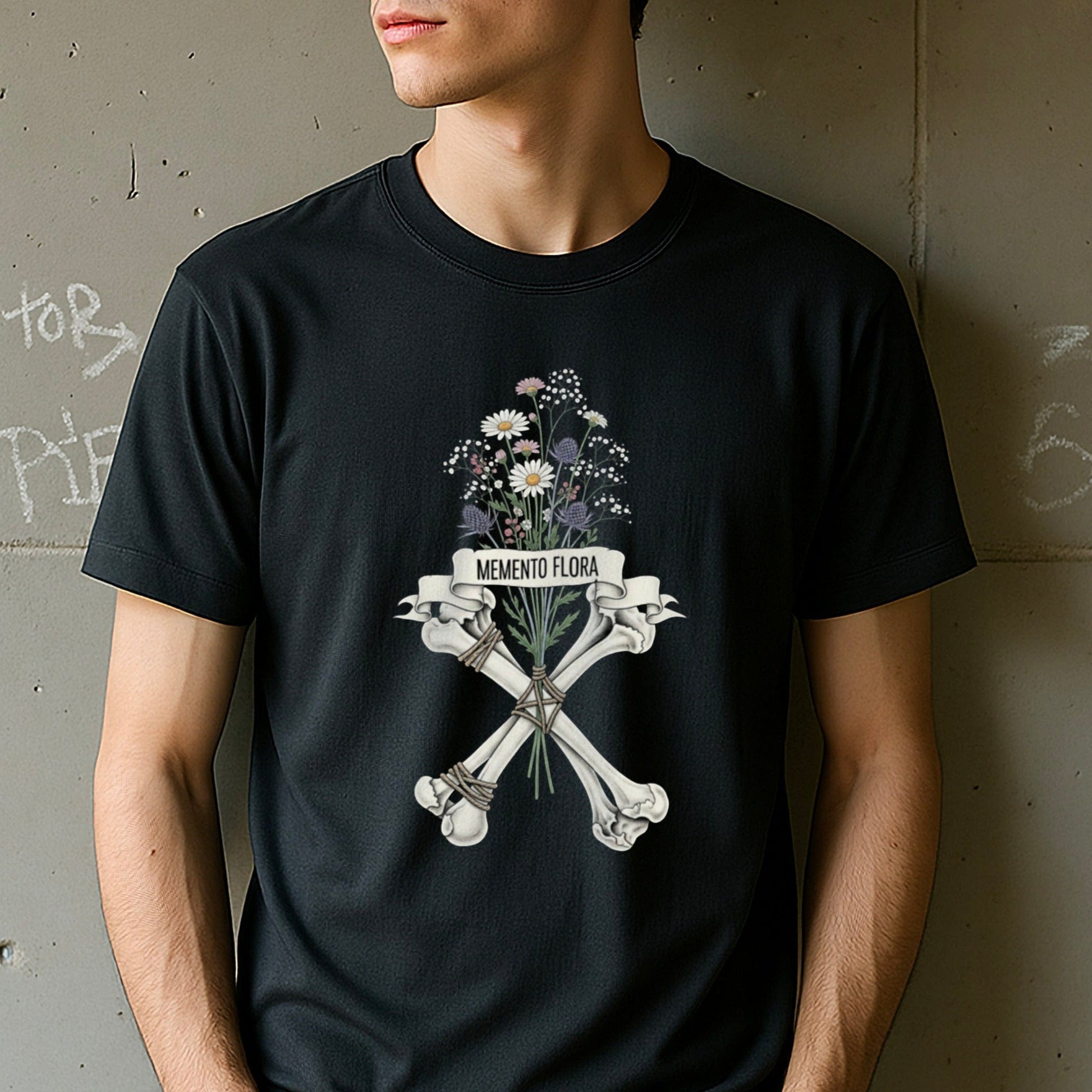 Memento Flora Skull Crossbones Graphic T-shirt product