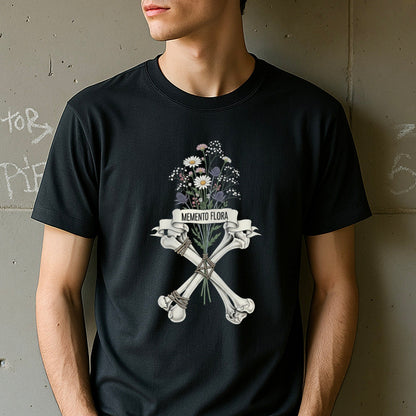 Memento Flora Skull Crossbones Graphic T-shirt product
