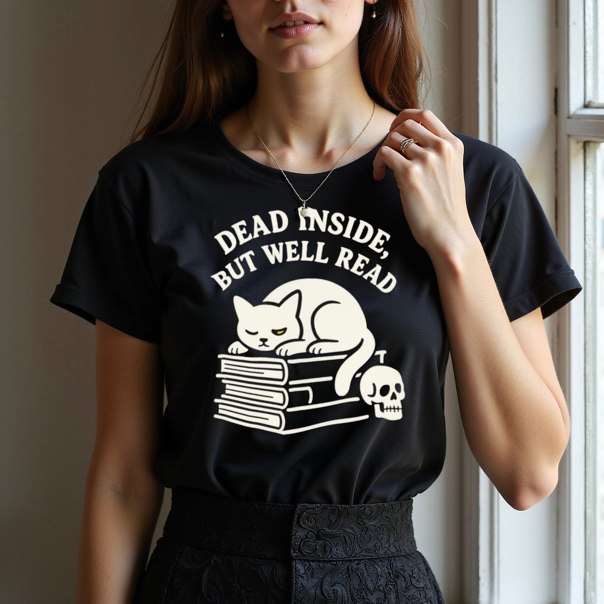 Dead Inside But Well Read Cat Graphic Tee product