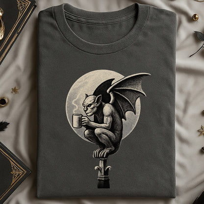 Gargoyle Drinking Coffee T-Shirt Detailed Graphic product