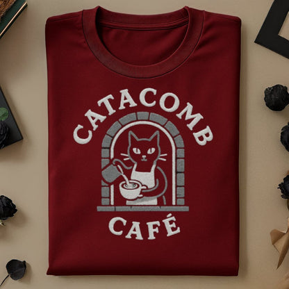 Catacomb Cafe Cat with Coffee Logo Shirt product