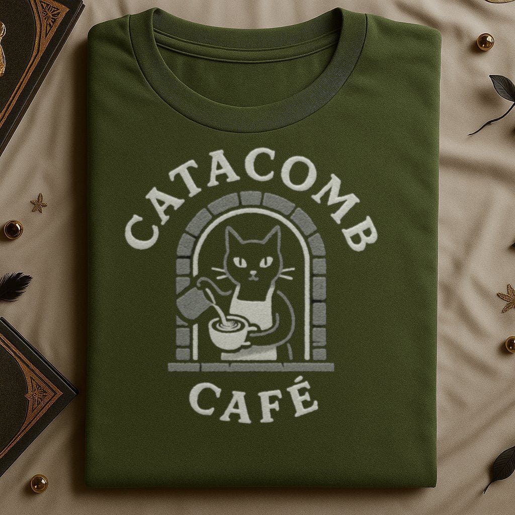 Catacomb Café Cat Pouring Coffee T-Shirt product type