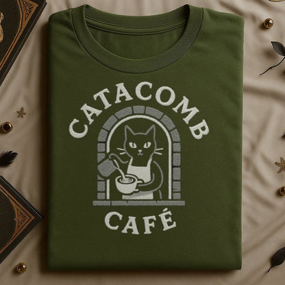 Catacomb Café Cat Pouring Coffee T-Shirt product type