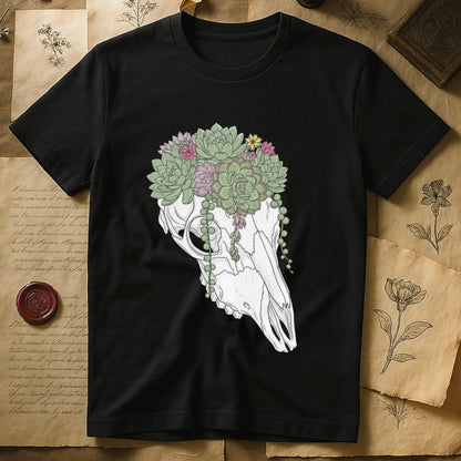 Floral Skull Design Printed on Black T-shirt product type