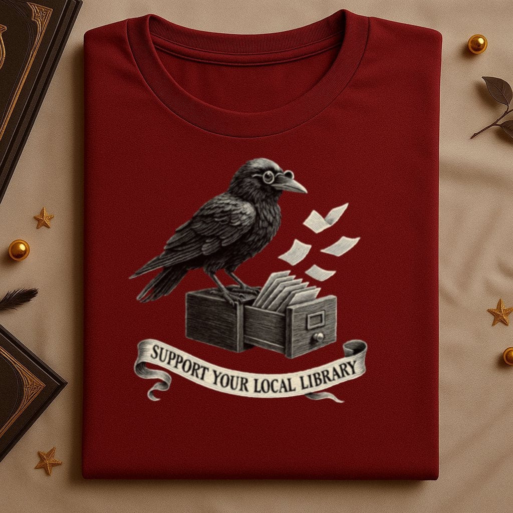 Support Your Local Library Crow T-shirt Product