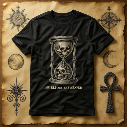 Sip Before The Reaper Skull Hourglass Shirt product type