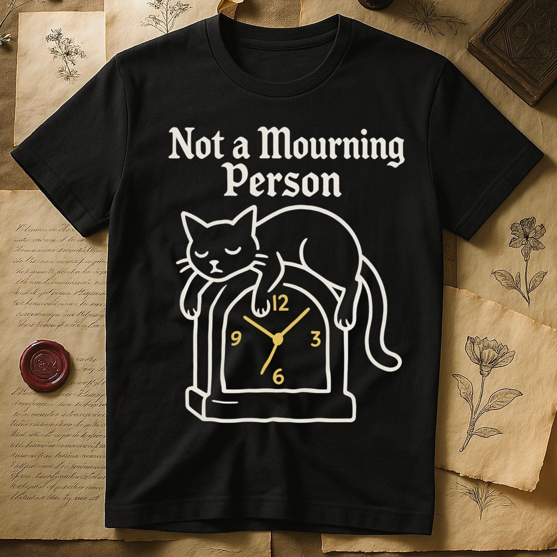 Not a Mourning Person Funny Cat Printed T-Shirt product type
