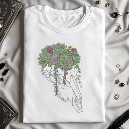 Floral Skull Design Graphic Tee Unique Shirt product