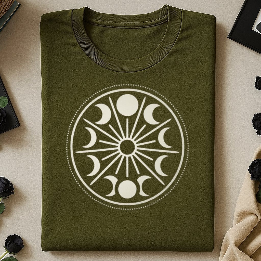 Phases of Moon Graphic Green Short Sleeve Shirt product type