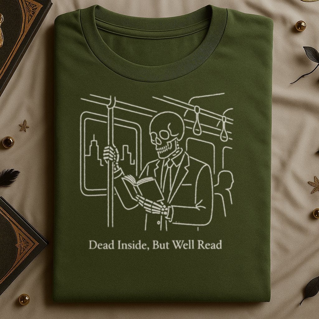 Dead Inside But Well Read Skeleton Graphic Shirt