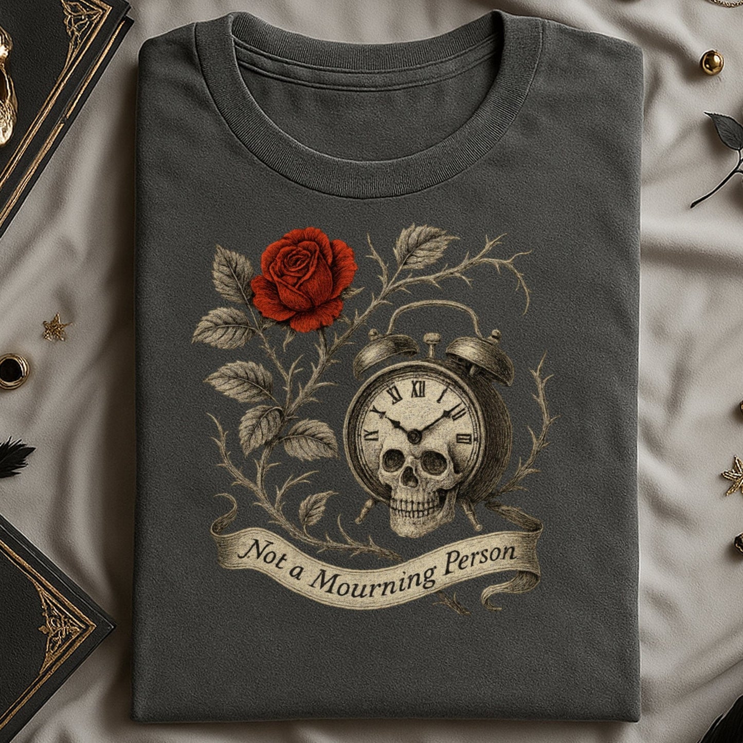 Not a Mourning Person Skull Rose Graphic product type