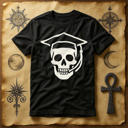 Graduation Skull Design Black T Shirt Unique Fashion product