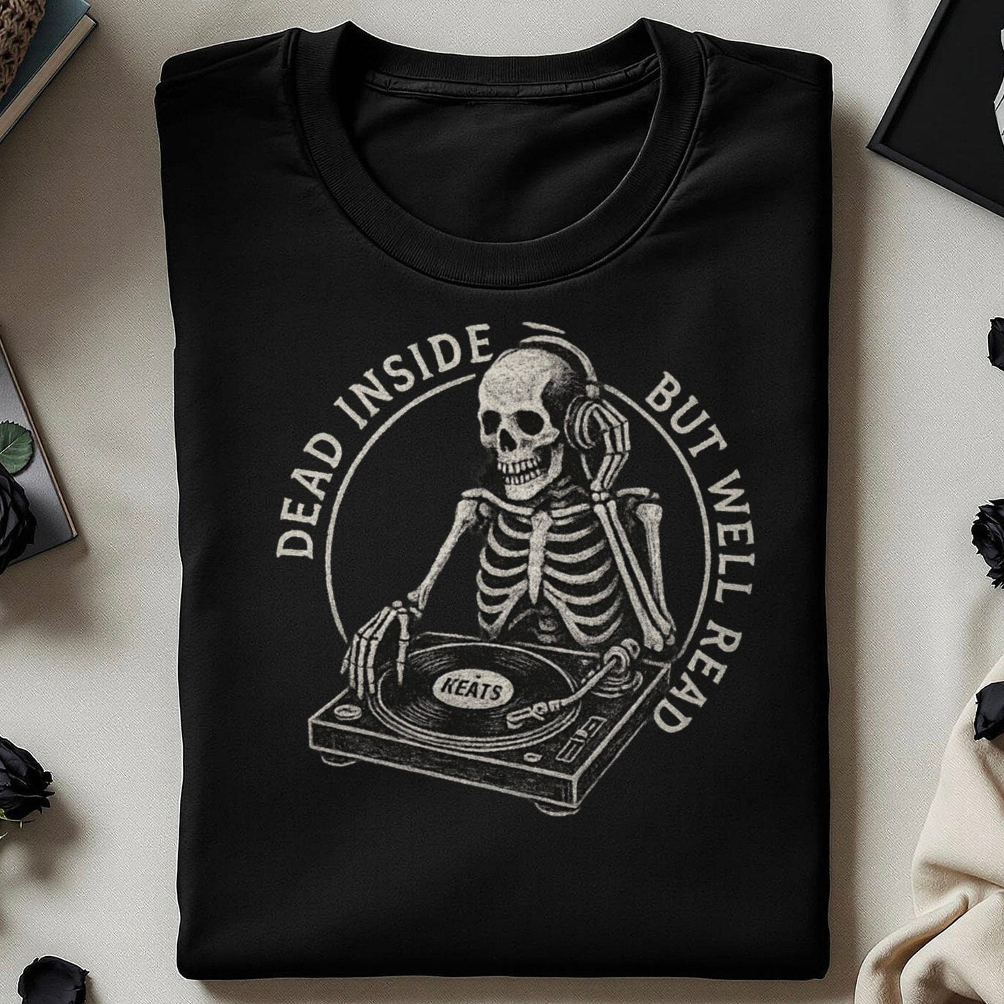 Dead Inside But Well Read Skeleton Design Shirt product