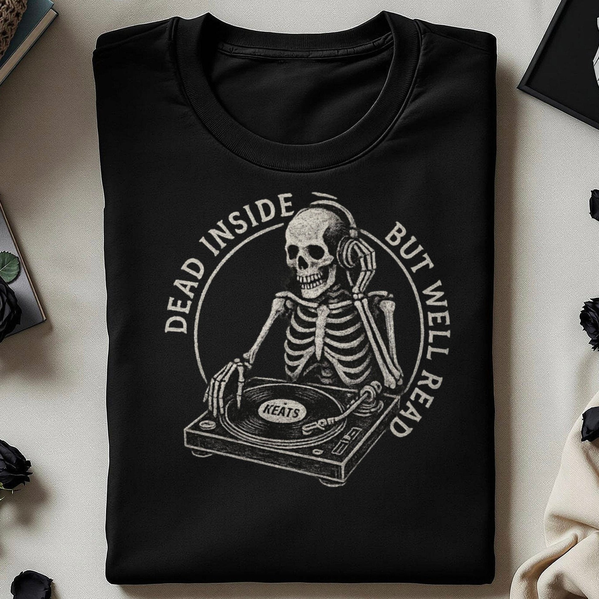 Dead Inside But Well Read Skeleton Design Shirt product