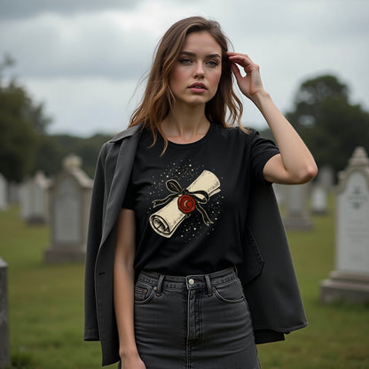 Stylish Scroll Design Black T-Shirt Fashion product