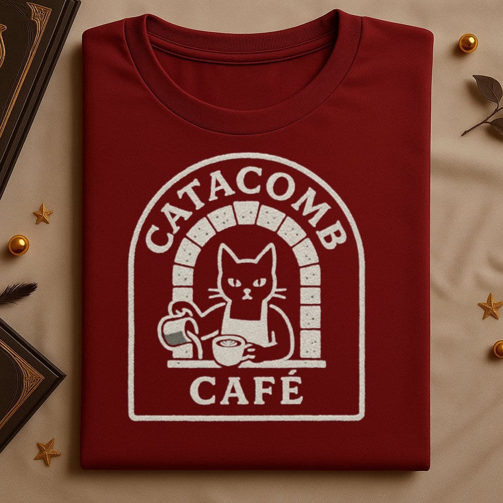 Catacomb Café Vintage Coffee Cat Graphic Shirt product type