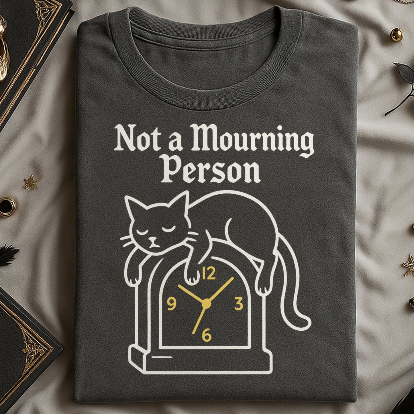 Funny Cat Graphic Tee with Not a Mourning Person product type