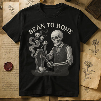 Bean To Bone Skeleton Themed Black T-Shirt product type